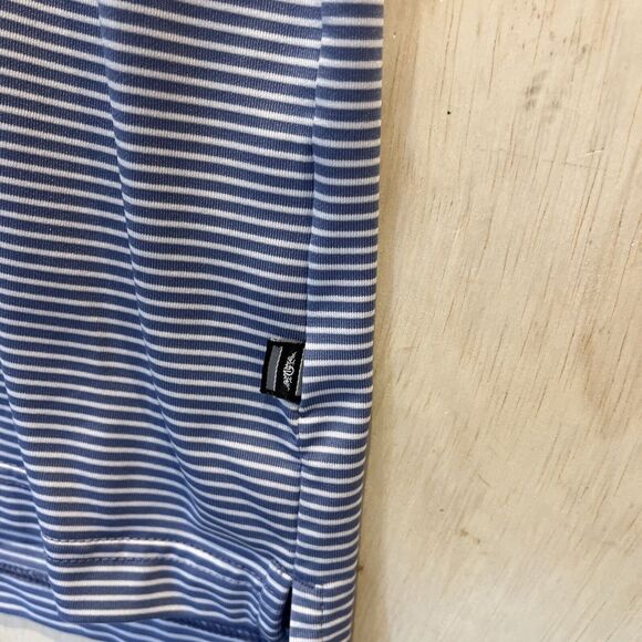 Straight Down Polo Shirt Mens Large Blue Striped Lightweight Stretch Golf Top - Picture 6 of 12